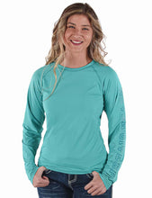 Turquoise Breathe Instant Cooling UPF Long Sleeve Raglan / Baseball Tee