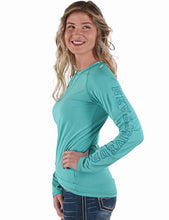 Turquoise Breathe Instant Cooling UPF Long Sleeve Raglan / Baseball Tee