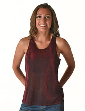 Dark Red Lightweight Shimmer Breathe Flowy Gathered Racerback Tank Top