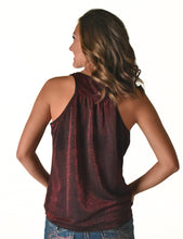 Dark Red Lightweight Shimmer Breathe Flowy Gathered Racerback Tank Top