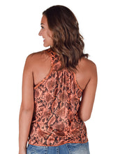 Orange Snake print Lightweight Stretch Jersey Flowy Tank Top
