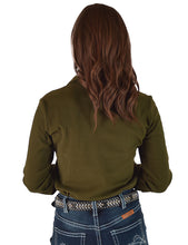 Olive Green Fleece Heavy Weight Medium Stretch Pullover Button-Up