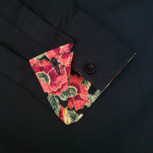 Grenouille Black Shirt with Red & Yellow Poppy Accents