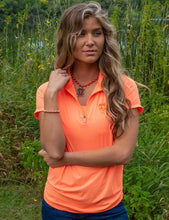 Cowgirl Tuff Breathe Instant Cooling UPF Quarter Zip Short Sleeve Tee - Tangerine