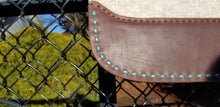 30" x 30" All Around Pad - Natural / Dark Brown w/ Turquoise Buckstitch -  3/4" Thick