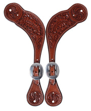 Oak Tooled Spur Straps