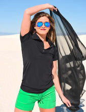 Cowgirl Tuff Breathe Instant Cooling UPF Quarter Zip Short Sleeve Tee - Black